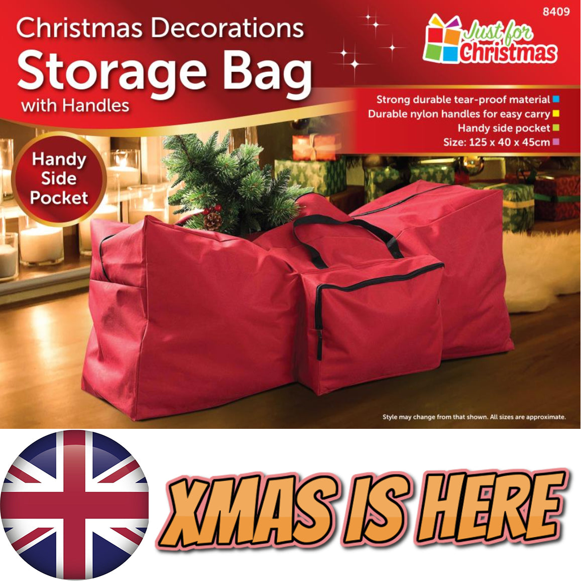 Christmas Tree Storage Bag with Handles Plus Side Pocket for Decorations Lights Christmas Tree Storage Bag with Handles Plus Side Pocket for Decorations Lights